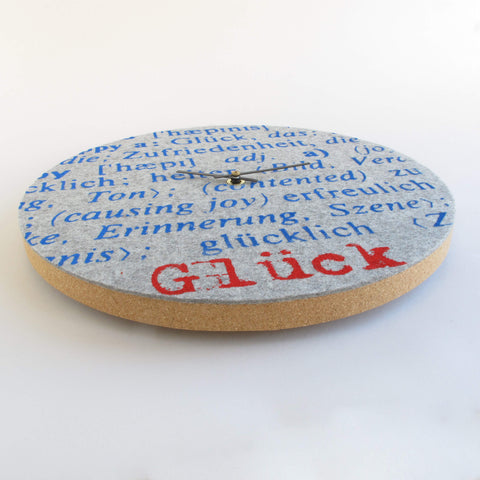 Felt and cork wall clock 30 cm | Design "Happiness" by Anja Streese