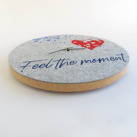 Felt and cork wall clock 30 cm | Design "Herz" by Anja Streese