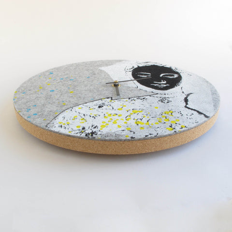 Felt and cork wall clock 30 cm | Design "Woman" by Anja Streese