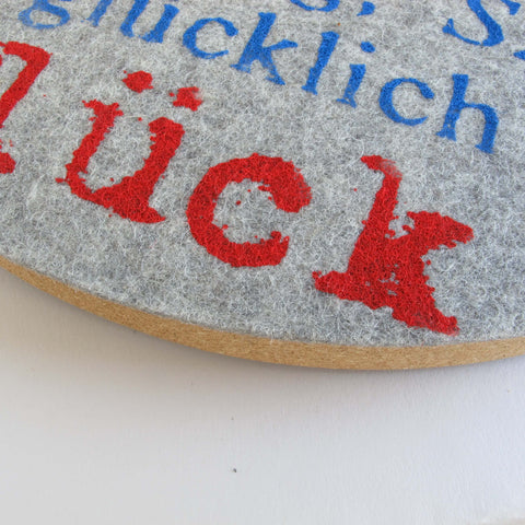 Felt and cork wall clock 30 cm | Design "Happiness" by Anja Streese