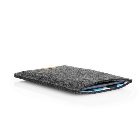 Cover for Tolino Shine 4 | made of felt and organic cotton | anthracite - shapes | "LET" model