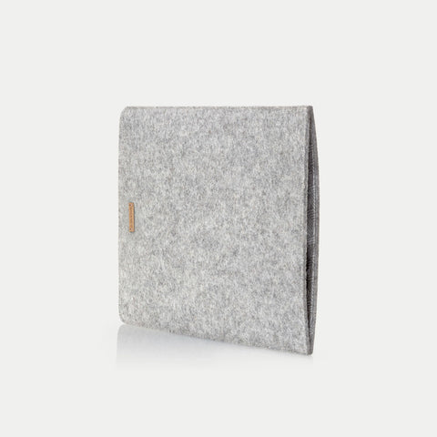 Custom made laptop sleeve | made of felt and organic cotton | light gray - Tracks | Model "LET"