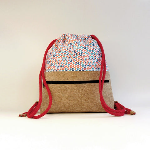 Gym bag for children, small backpack | made of cotton and cork | Colorful