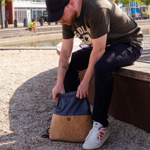 Gym bag for children, small backpack | made of cotton and cork | Shapes