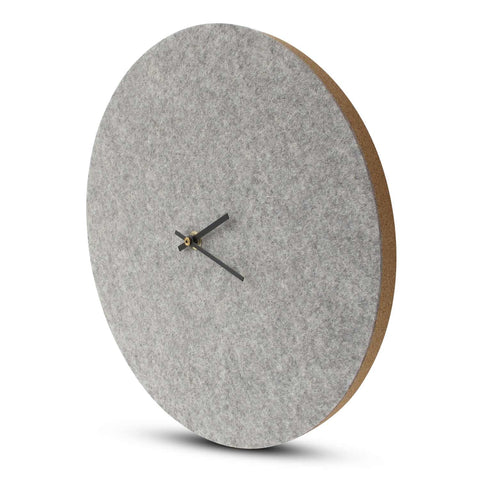 Wall clock made of felt and cork 30 cm | light gray - black | Design: Aalborg