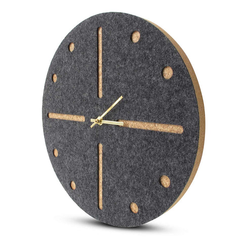 Wall clock made of felt and cork 30 cm | anthracite - gold | Design: Odense