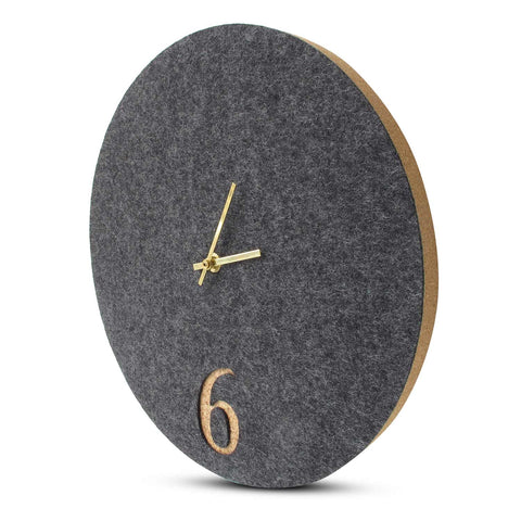 Wall clock made of felt and cork 30 cm | anthracite - gold | Design: Aarhus