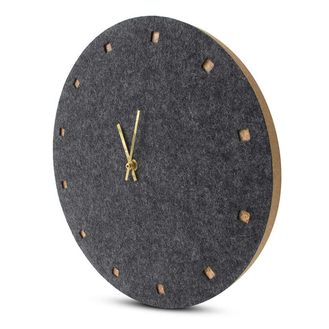 Wall clock made of felt and cork 30 cm | anthracite - gold | Design: Esbjerg