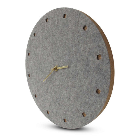 Wall clock made of felt and cork 30 cm | light gray - gold | Design: Esbjerg