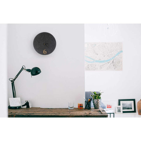 Wall clock made of felt and cork 30 cm | anthracite - black | Design: Aarhus