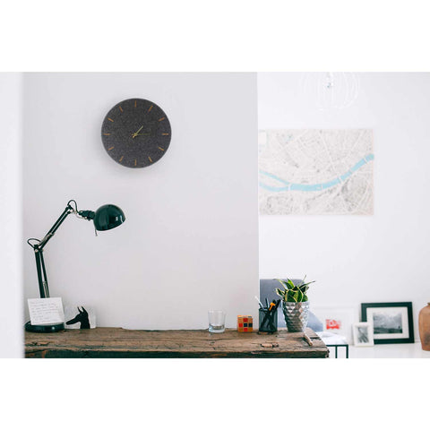 Wall clock made of felt and cork 30 cm | anthracite - gold | Design: Copenhagen