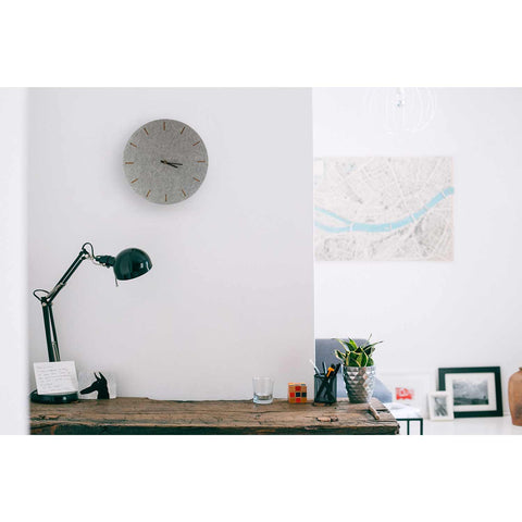 Wall clock made of felt and cork 30 cm | light gray - black | Design: Copenhagen