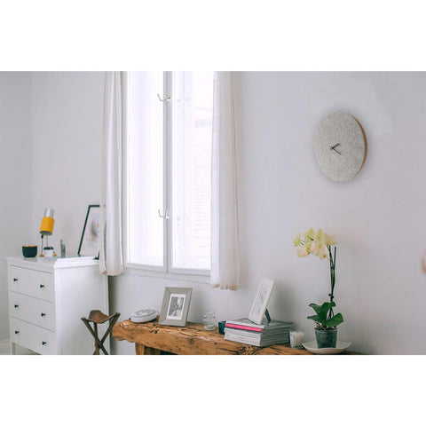 Wall clock made of felt and cork 30 cm | light gray - black | Design: Aalborg