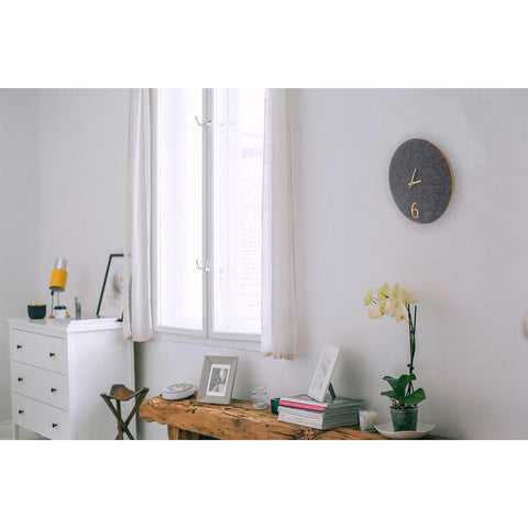 Wall clock made of felt and cork 30 cm | anthracite - gold | Design: Aarhus