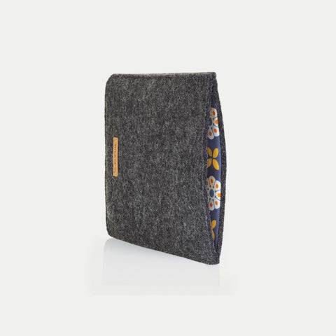 Cover for Tolino Shine 4 | made of felt and organic cotton | anthracite - bloom | "LET" model